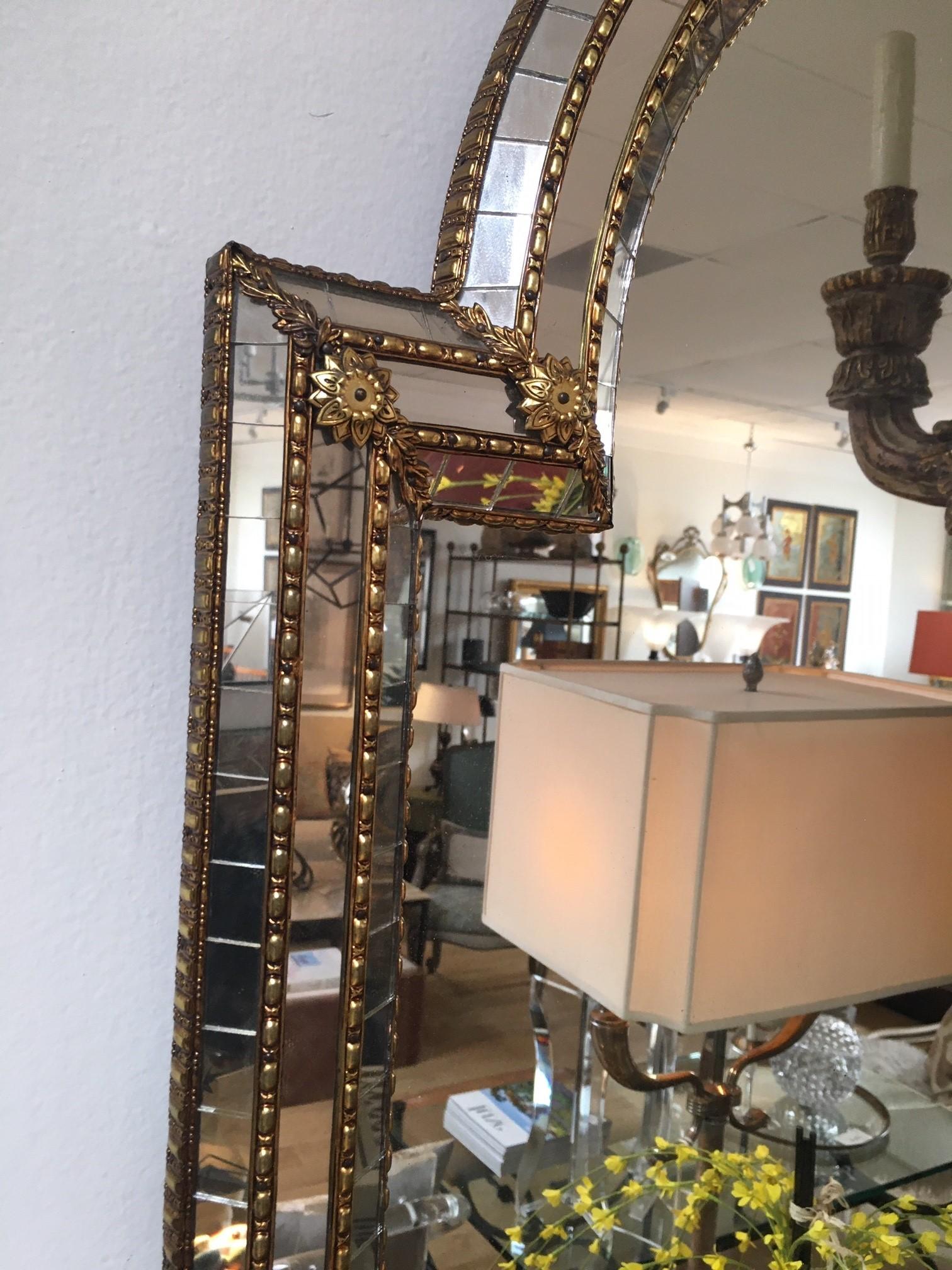 Vintage French Hollywood Regency Style Decorative Glass Wall