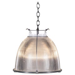 Vintage French Holophane Glass Pendant Chandelier from France, circa 1970