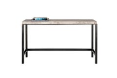 Vintage French Honed Stone Top Black Patina Steel Base Console