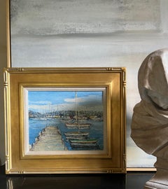 Vintage French Impressionist Painting by Renee Theobald w/ Gilt Frame