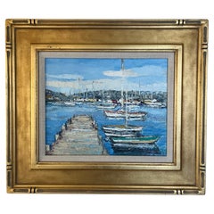 Vintage French Impressionist Painting by Renee Theobald w/ Gilt Frame