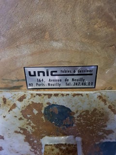 Vintage French Industrial Adjustable Stool, by Unic tables à Paris-Neuilly