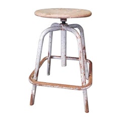 Vintage French Industrial Adjustable Stool, by Unic tables à Paris-Neuilly