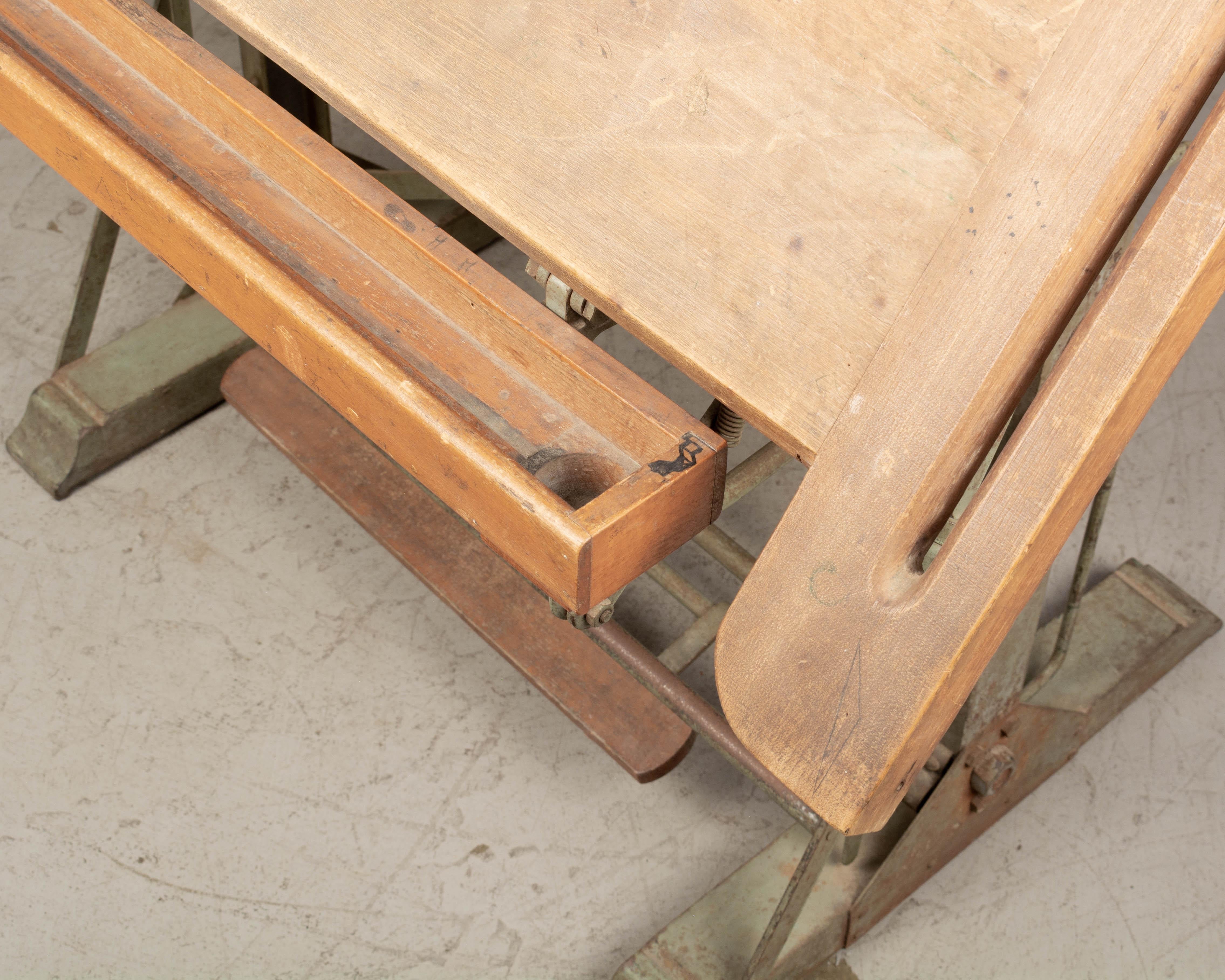 Vintage French Industrial Architect's Drafting Table For Sale 5