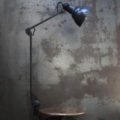 Vintage French Industrial Blue Enamel Machinist Table Light