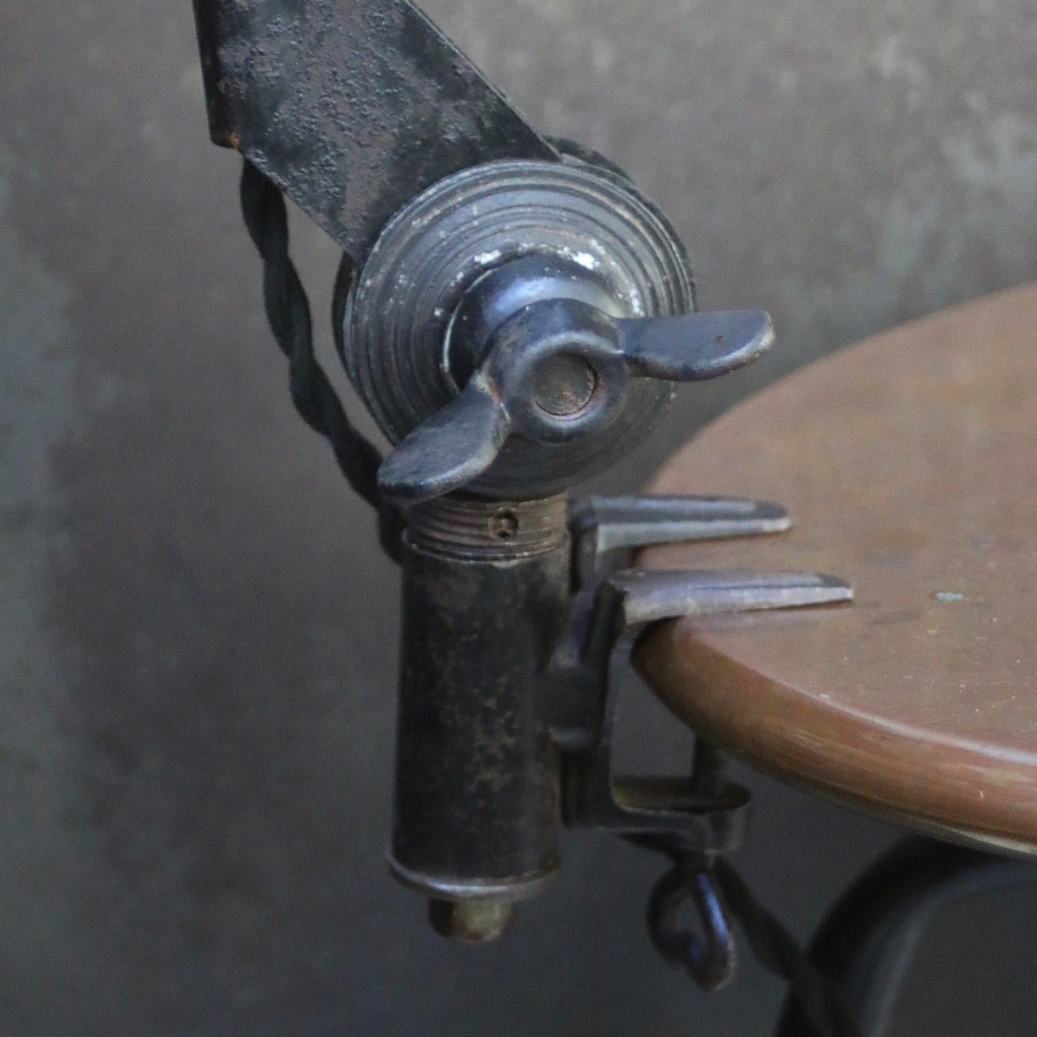 Vintage French Industrial Blue Enamel Machinist Table Light 3