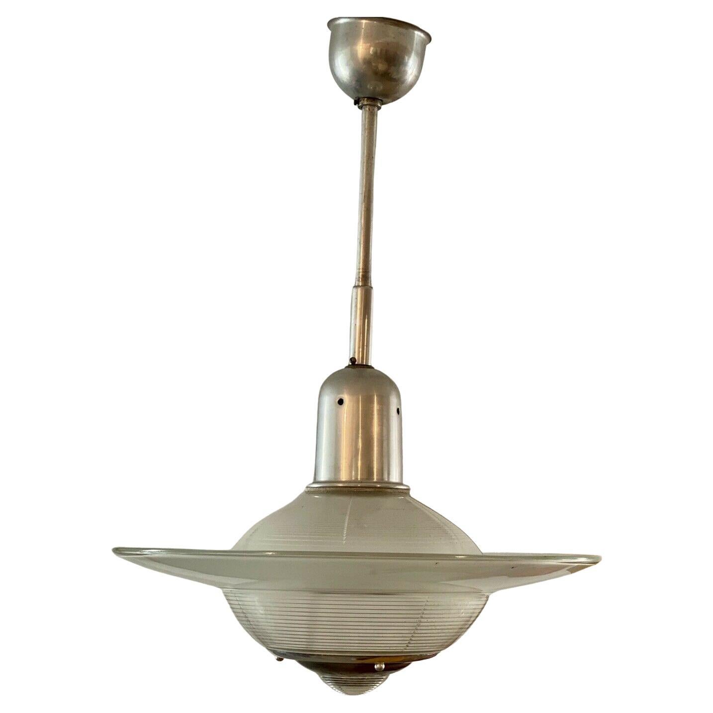 Vintage French Industrial Ceiling Light from Holophane, circa 1940/1950
