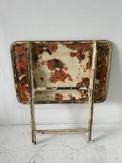 Vintage French Industrial & Distressed Metal Bistro Folding Table
