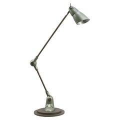 Vintage French Industrial Green Machinist Table Lamps by Lumina