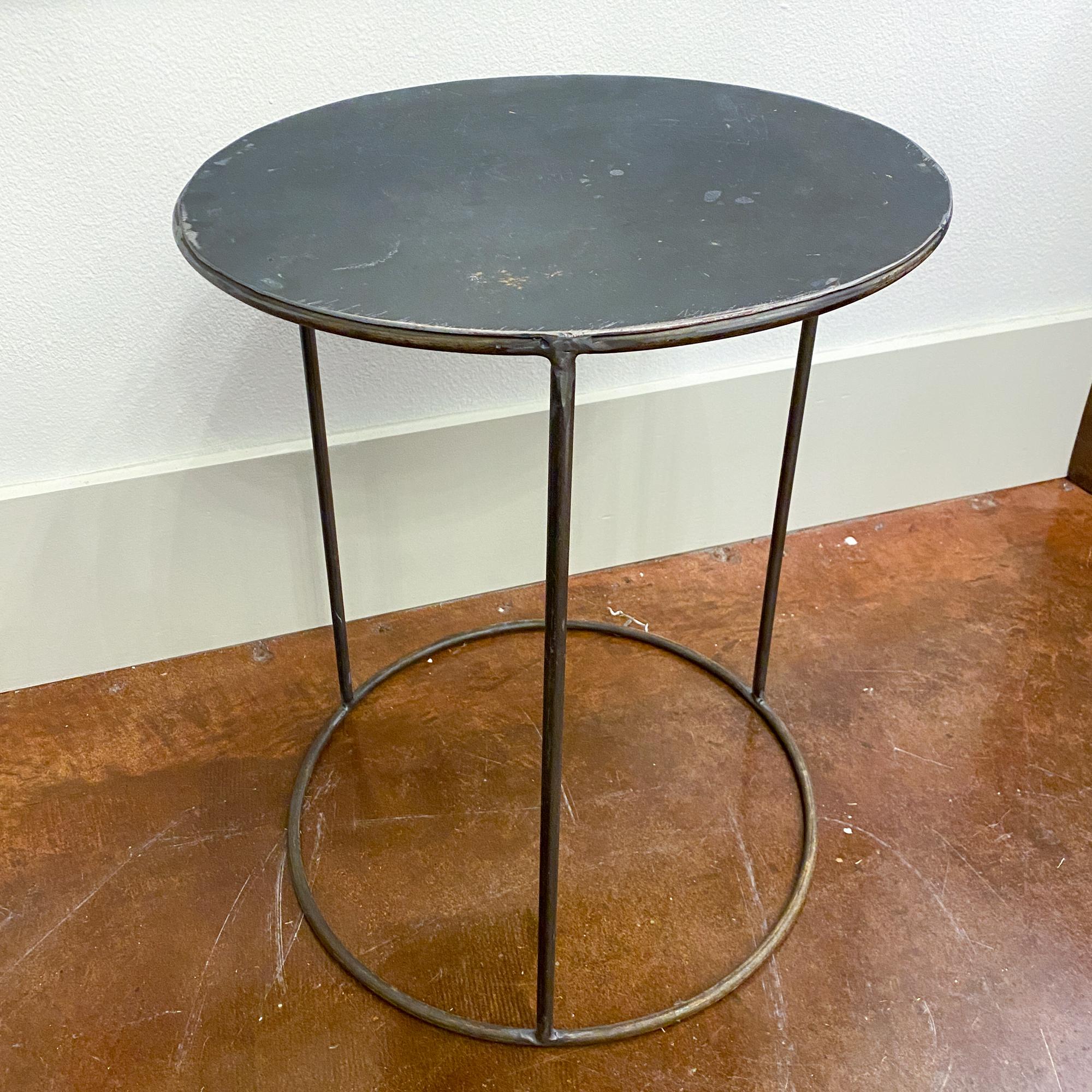 vintage round metal side table