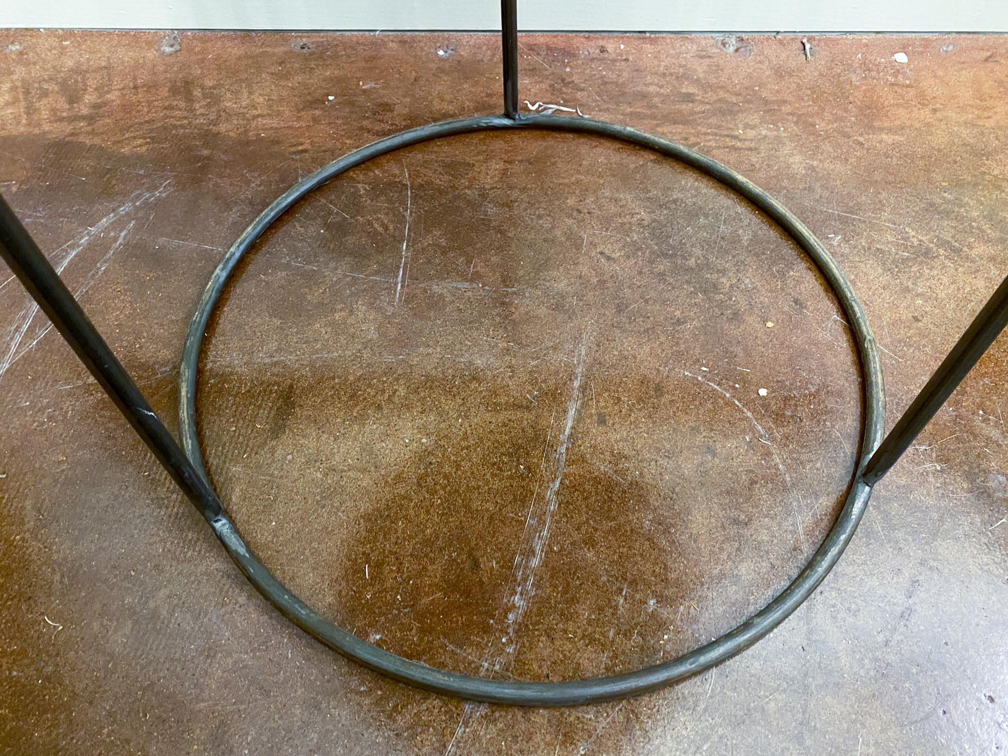 Late 20th Century Vintage French Industrial Round Metal Side Table