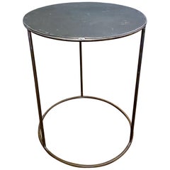 Vintage French Industrial Round Metal Side Table