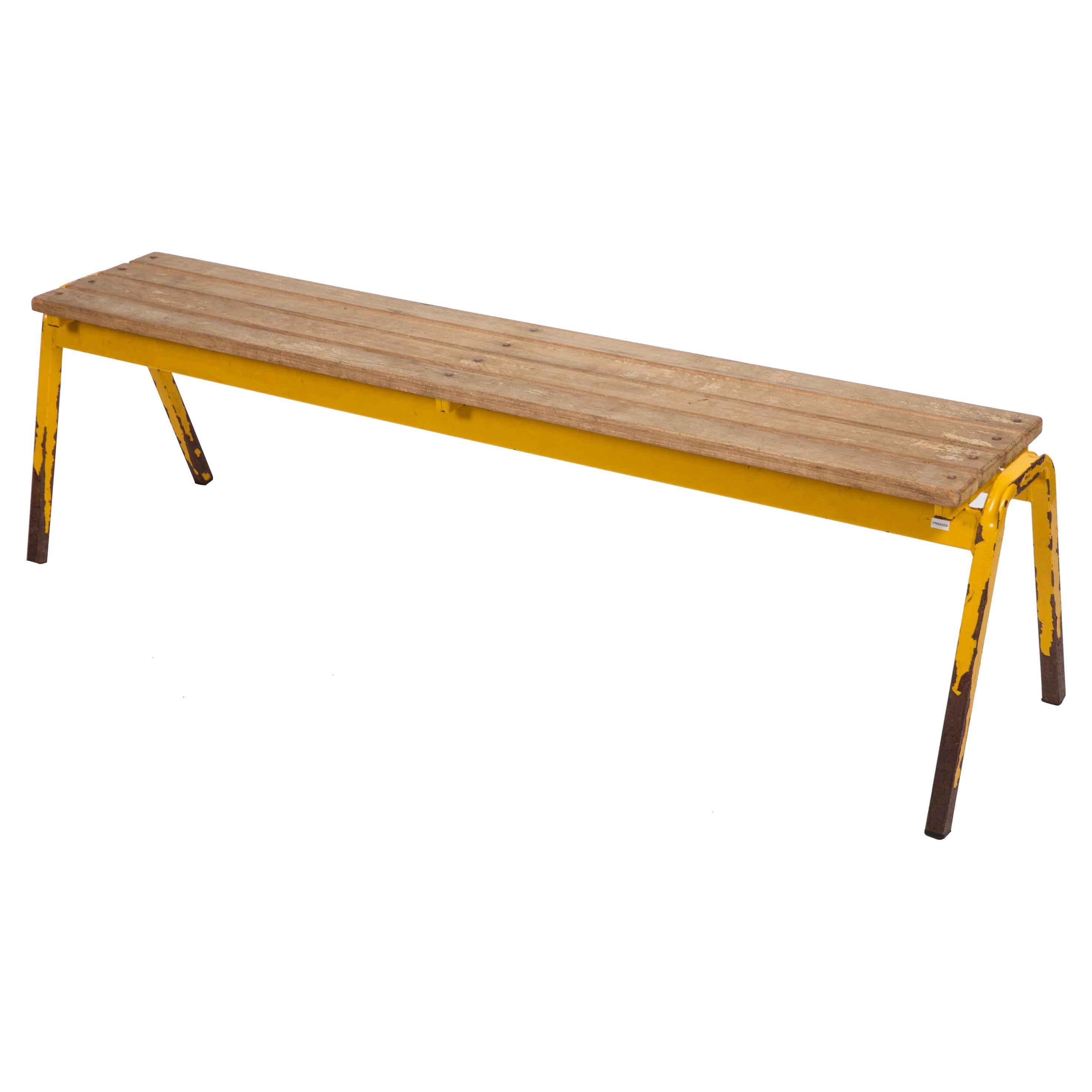 Vintage French Industrial School Bench