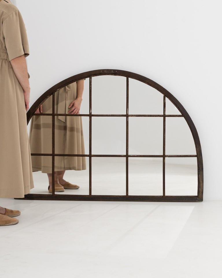 Vintage French Industrial Semicircular Wall Mirror For Sale at 1stDibs