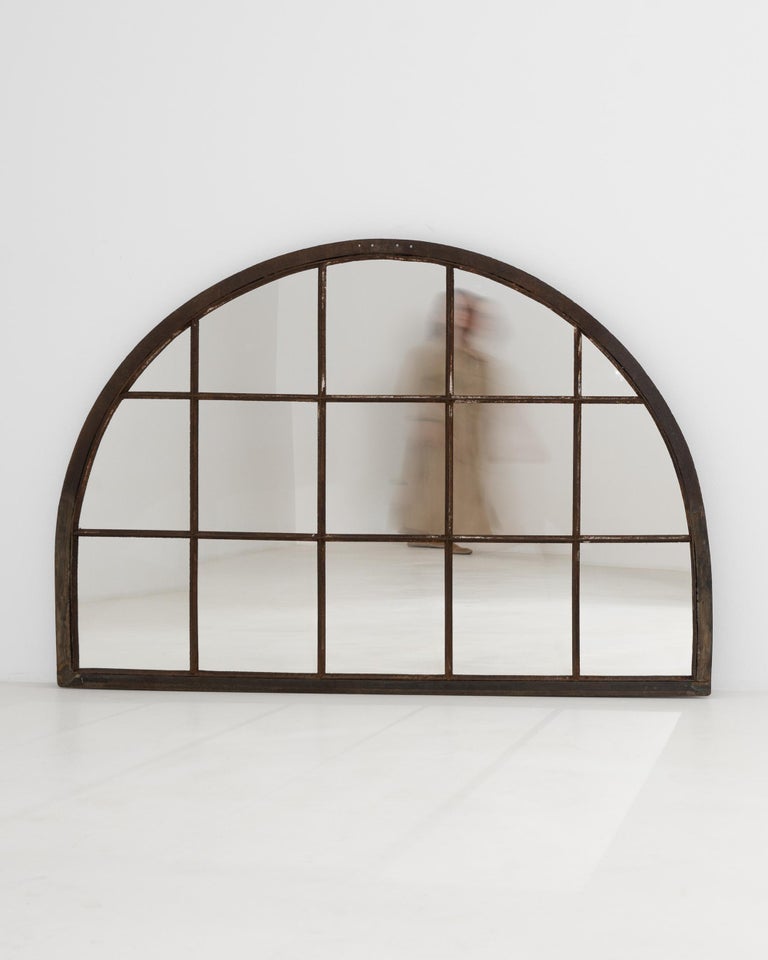 Vintage French Industrial Semicircular Wall Mirror For Sale at 1stDibs