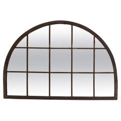 Espejo de pared semicircular industrial francés vintage
