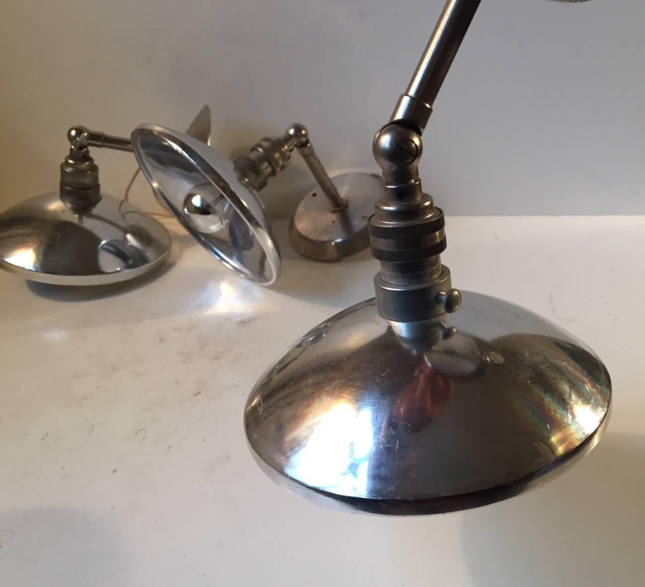 Vintage French Industrial Wall Lamps, 1950s, Set of Three In Good Condition For Sale In Esbjerg, DK