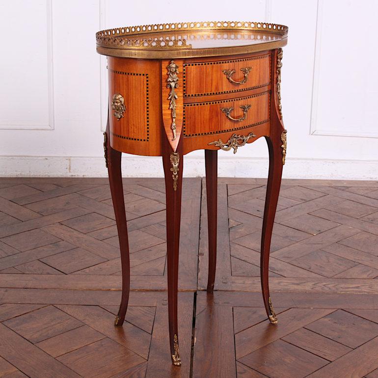 Vintage French Inlaid Kingwood Oval Nightstands 2