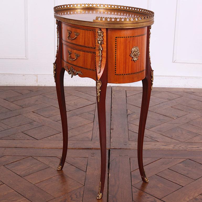 Vintage French Inlaid Kingwood Oval Nightstands 3