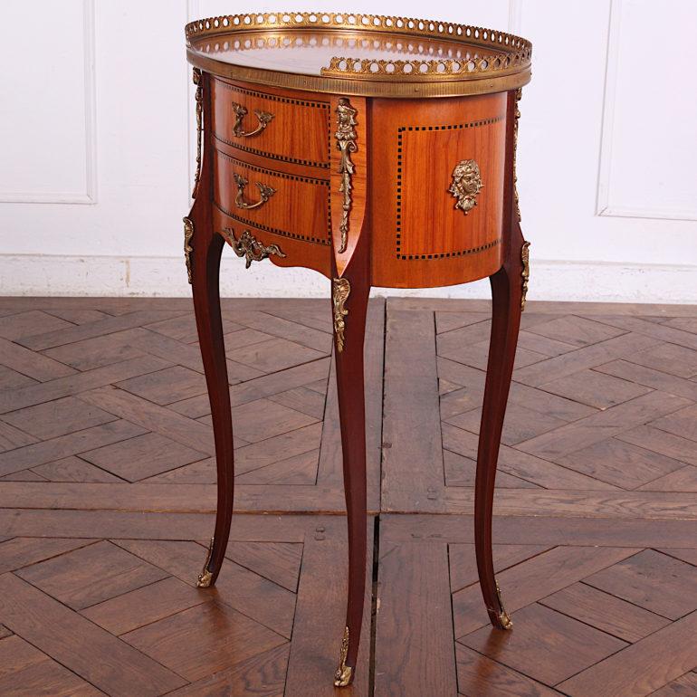 Vintage French Inlaid Kingwood Oval Nightstands 4