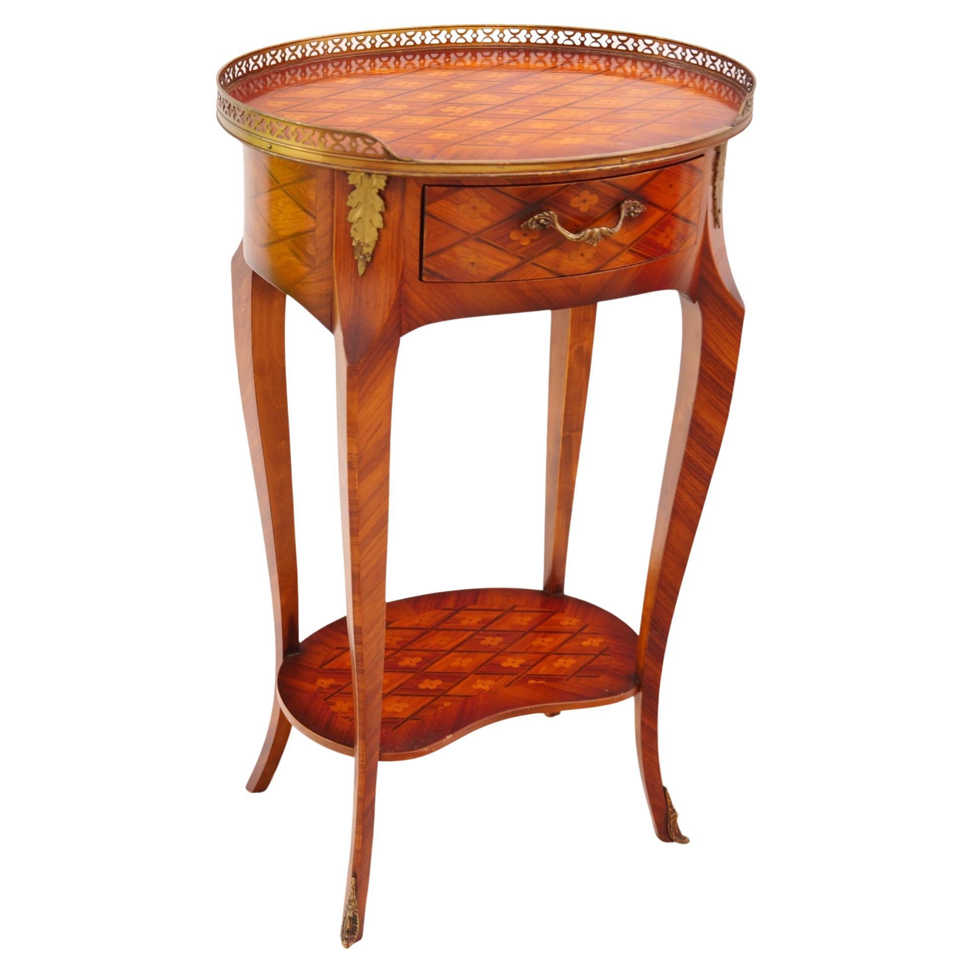 vintage french inlaid rosewood side table in style of Louis XV For Sale