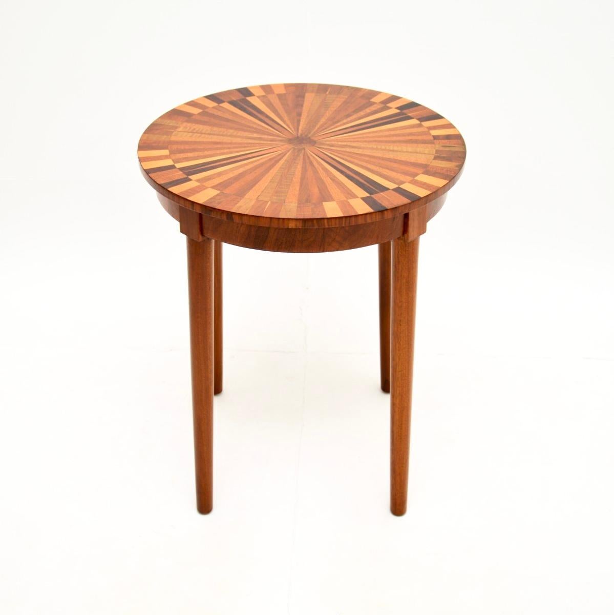 Mid-Century Modern Vintage French Inlaid Starburst Side Table
