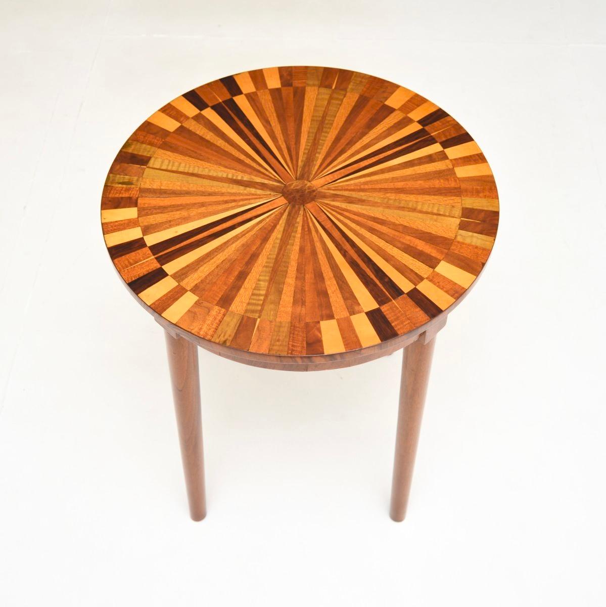 Inlay Vintage French Inlaid Starburst Side Table