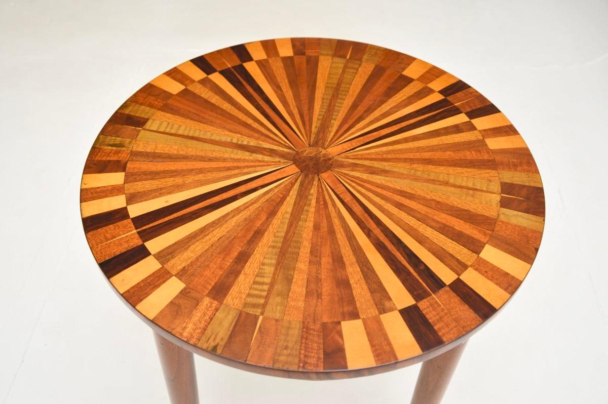 Vintage French Inlaid Starburst Side Table In Good Condition In London, GB