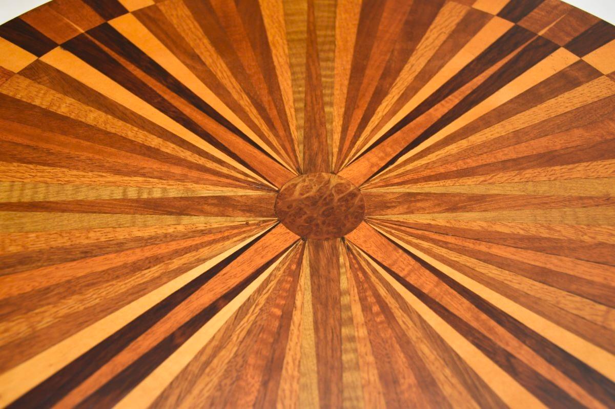 Wood Vintage French Inlaid Starburst Side Table