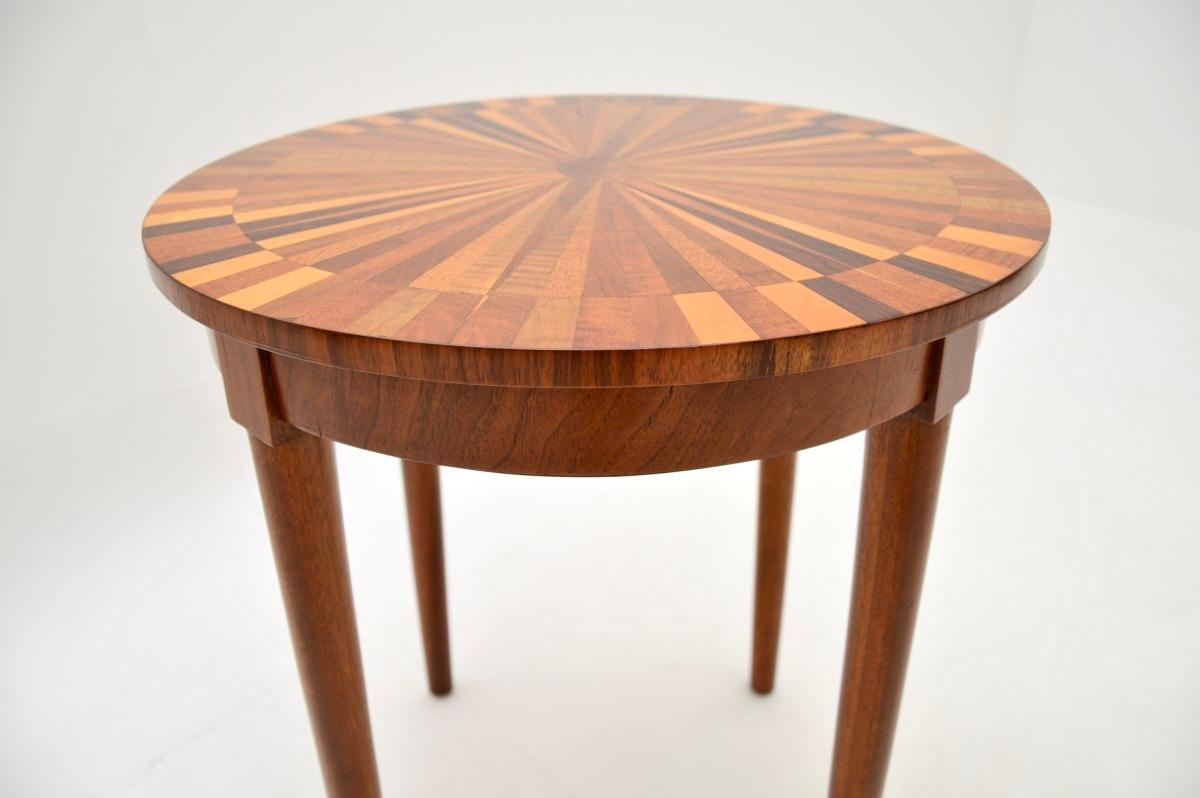 Vintage French Inlaid Starburst Side Table 1
