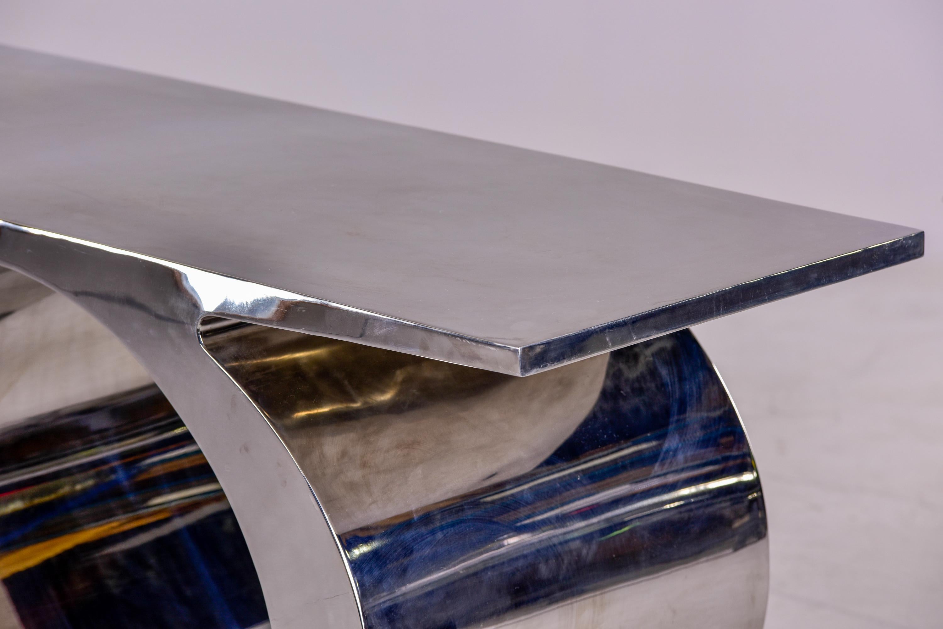Vintage French Inox Steel Sculptural Console or Sofa Table For Sale 3