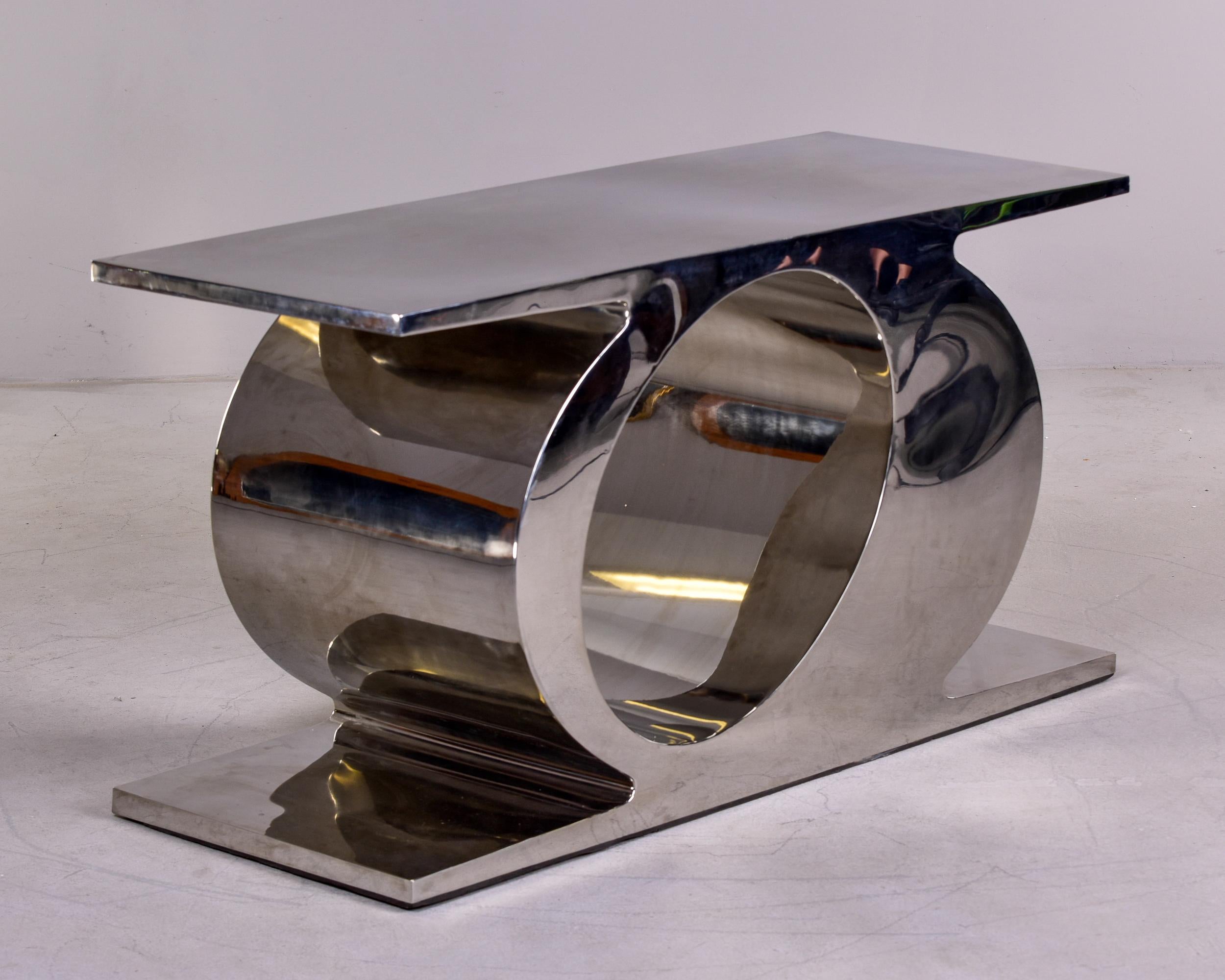 Vintage French Inox Steel Sculptural Console or Sofa Table For Sale 4