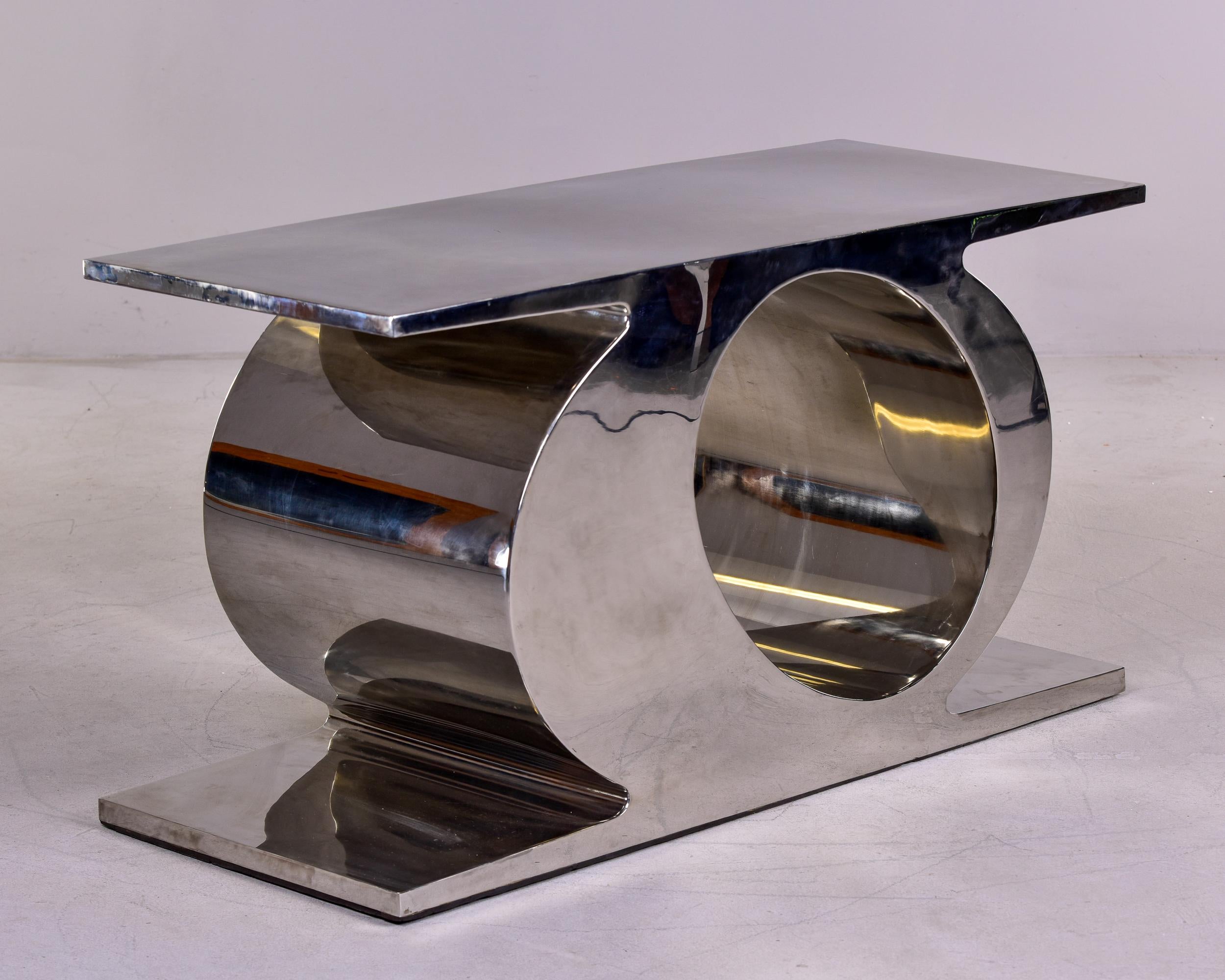 Vintage French Inox Steel Sculptural Console or Sofa Table In Good Condition For Sale In Troy, MI