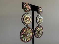 Vintage French Iridescent Jeweled Drop Earrings