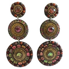 Vintage French Iridescent Jeweled Drop Earrings