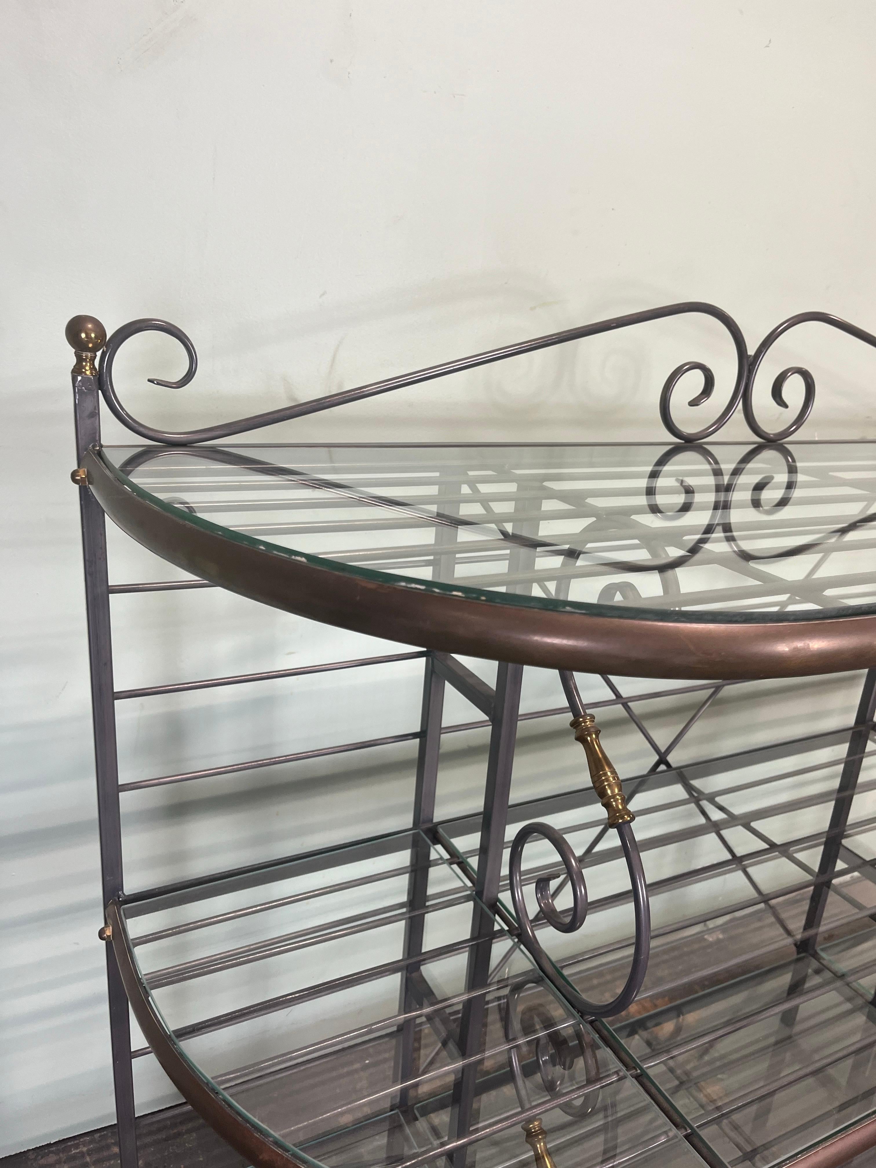 Vintage French Iron and Brass Baker's Rack For Sale 4