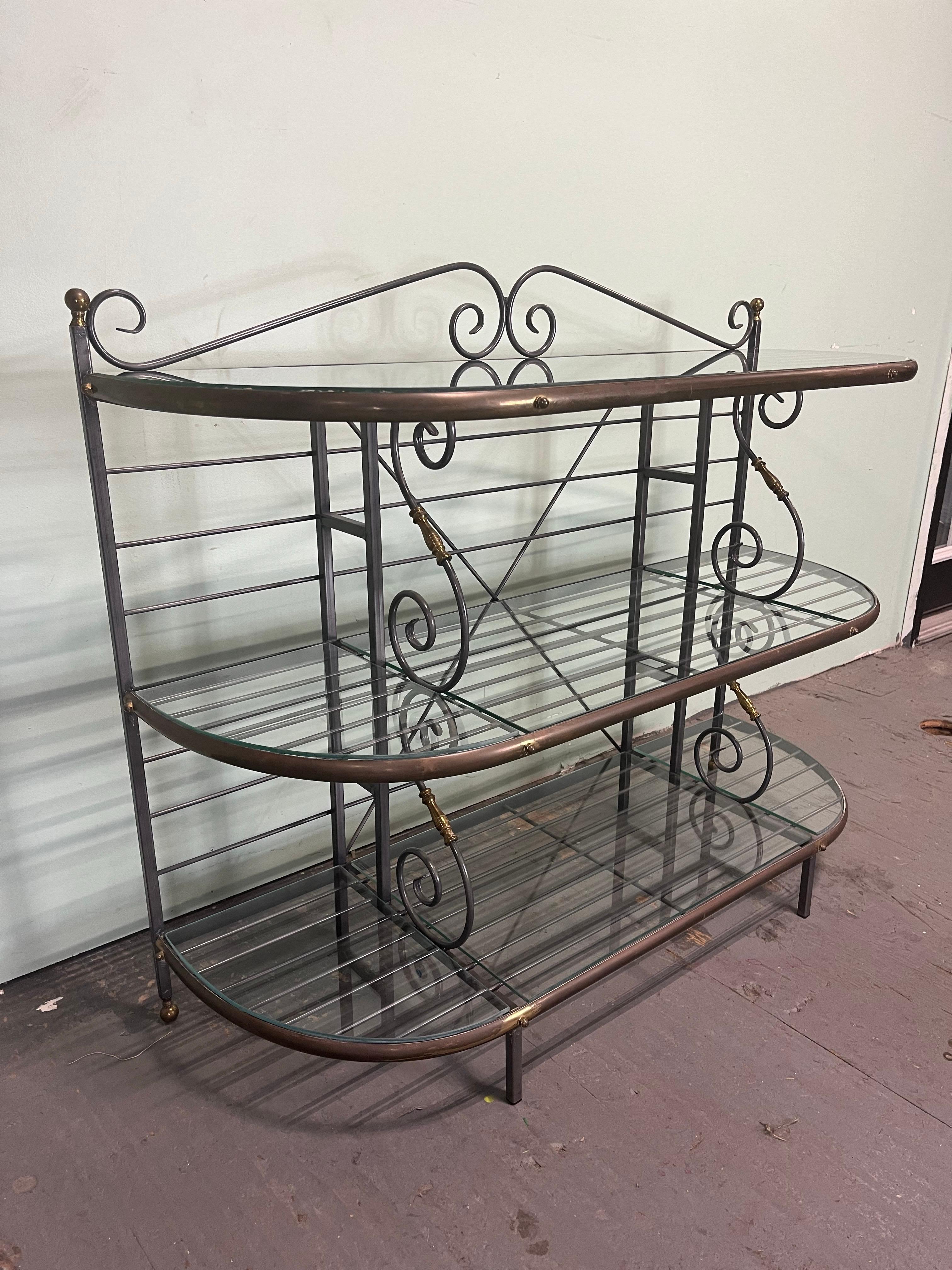 Vintage French Iron and Brass Baker's Rack For Sale 6