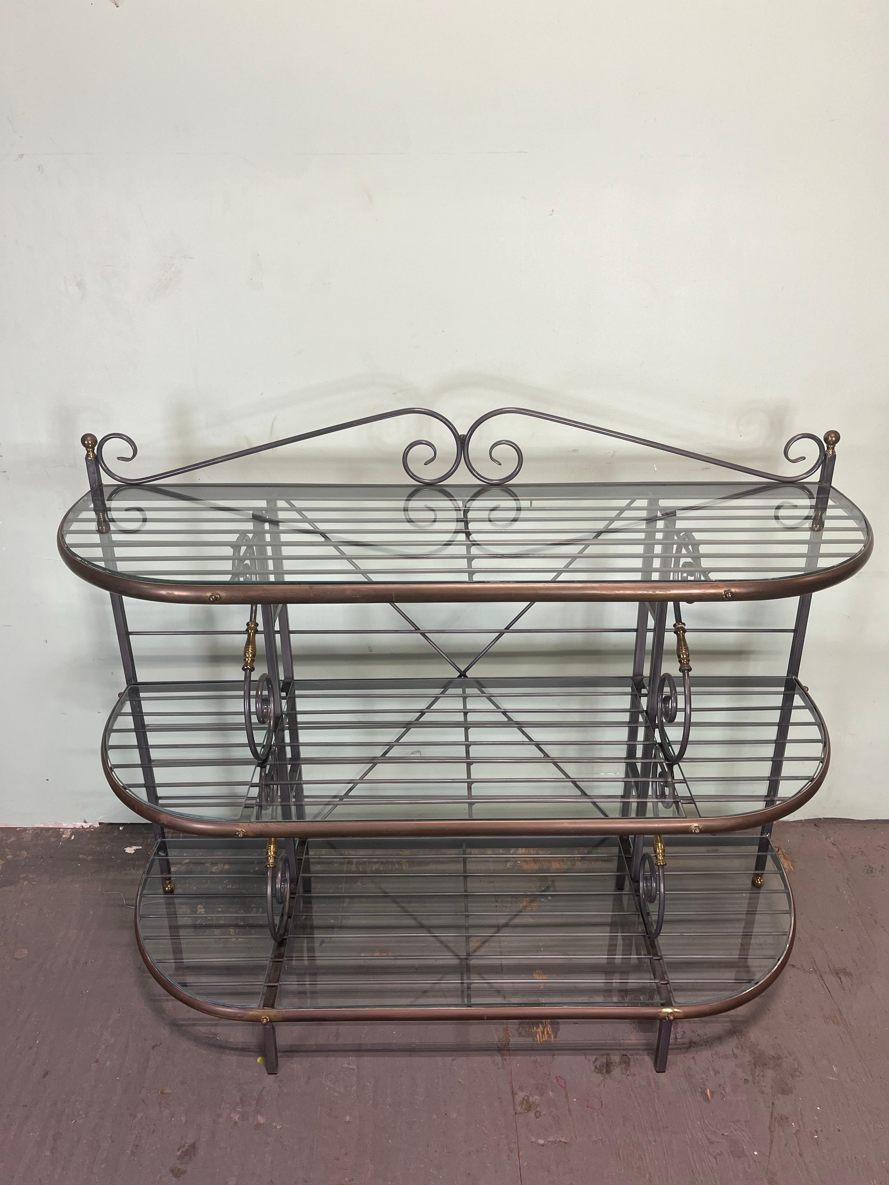 Unknown Vintage French Iron and Brass Baker's Rack For Sale