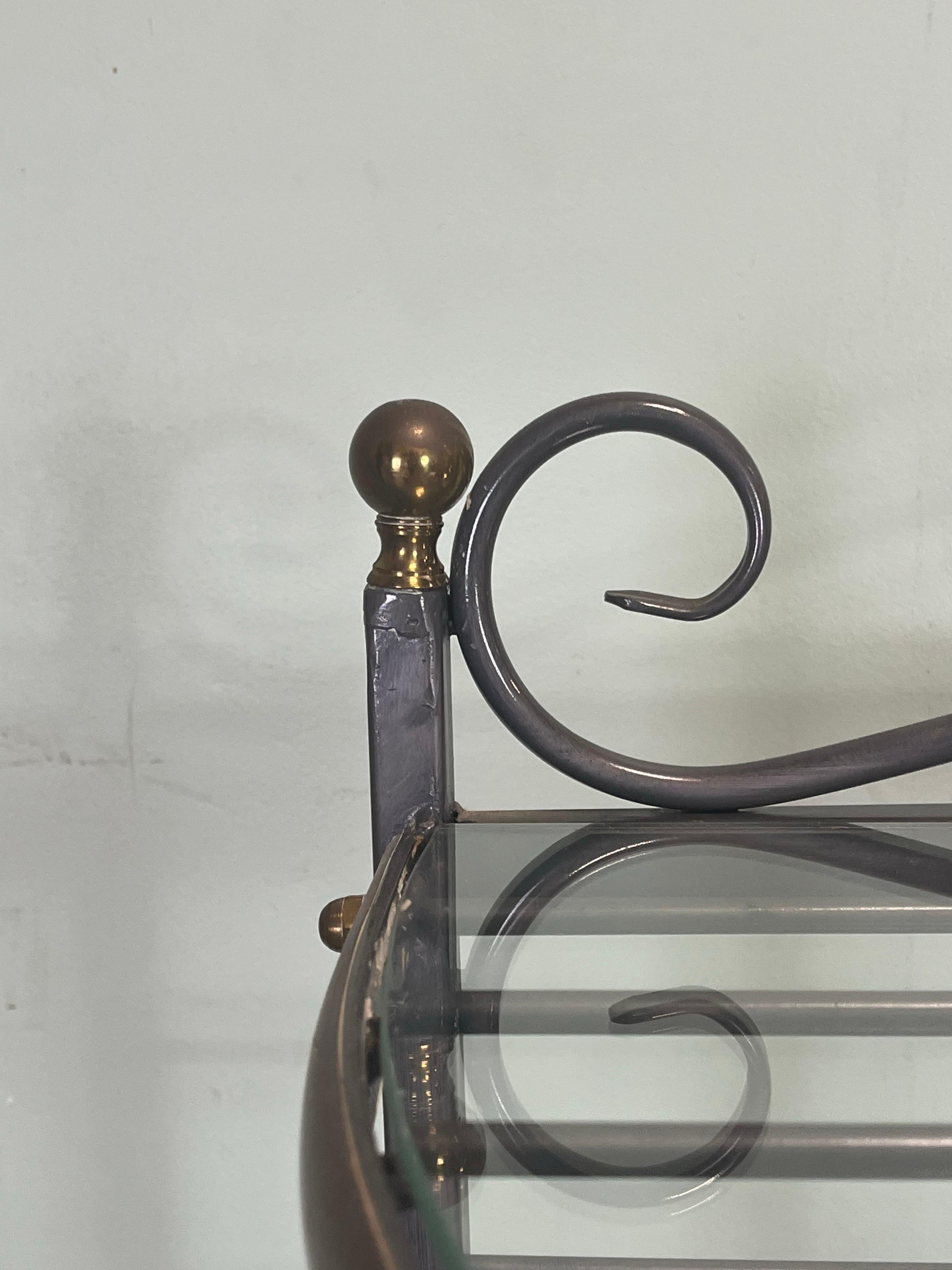 20th Century Vintage French Iron and Brass Baker's Rack For Sale