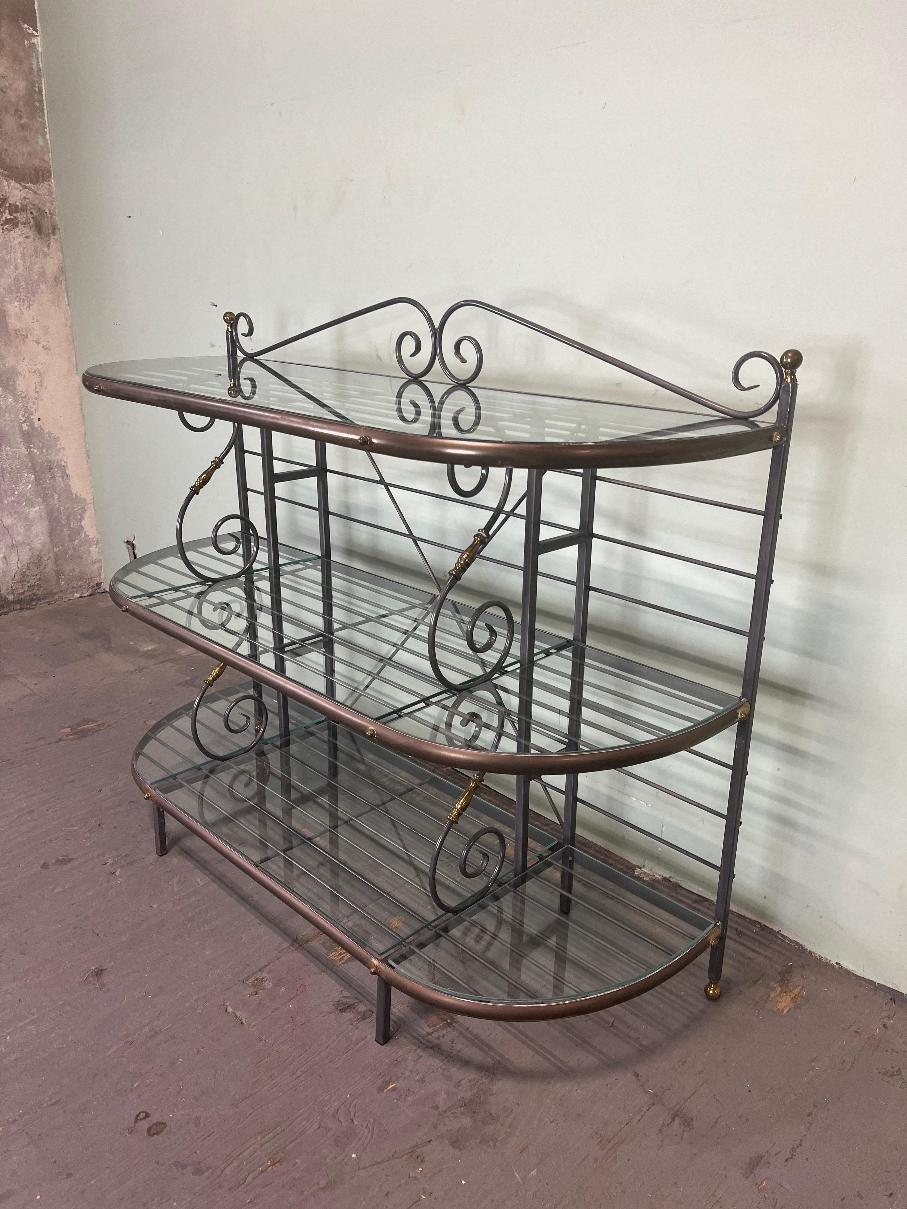 Vintage French Iron and Brass Baker's Rack For Sale 3