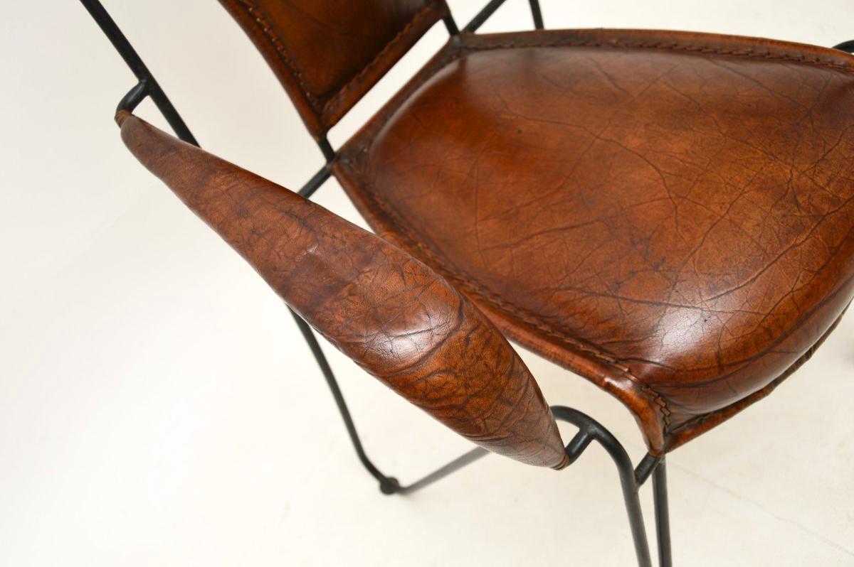 Französischer Sessel aus Eisen und Leder, Vintage im Angebot 5