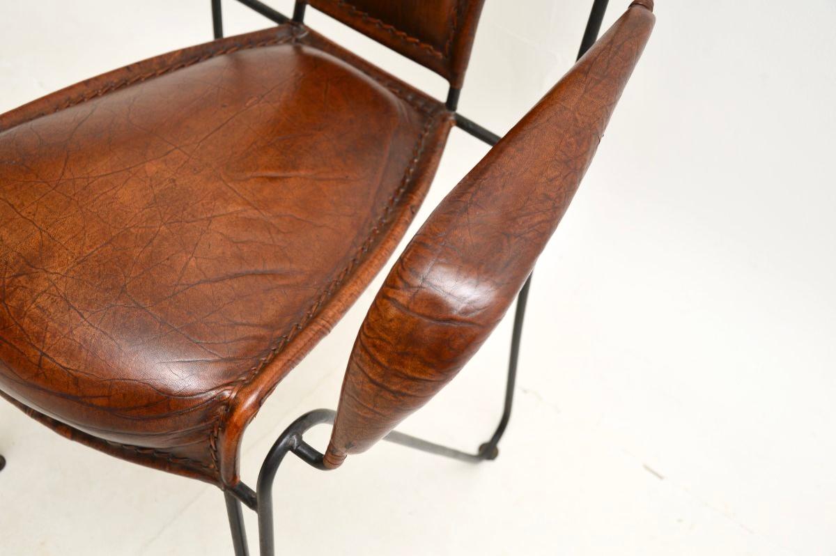 Französischer Sessel aus Eisen und Leder, Vintage im Angebot 6