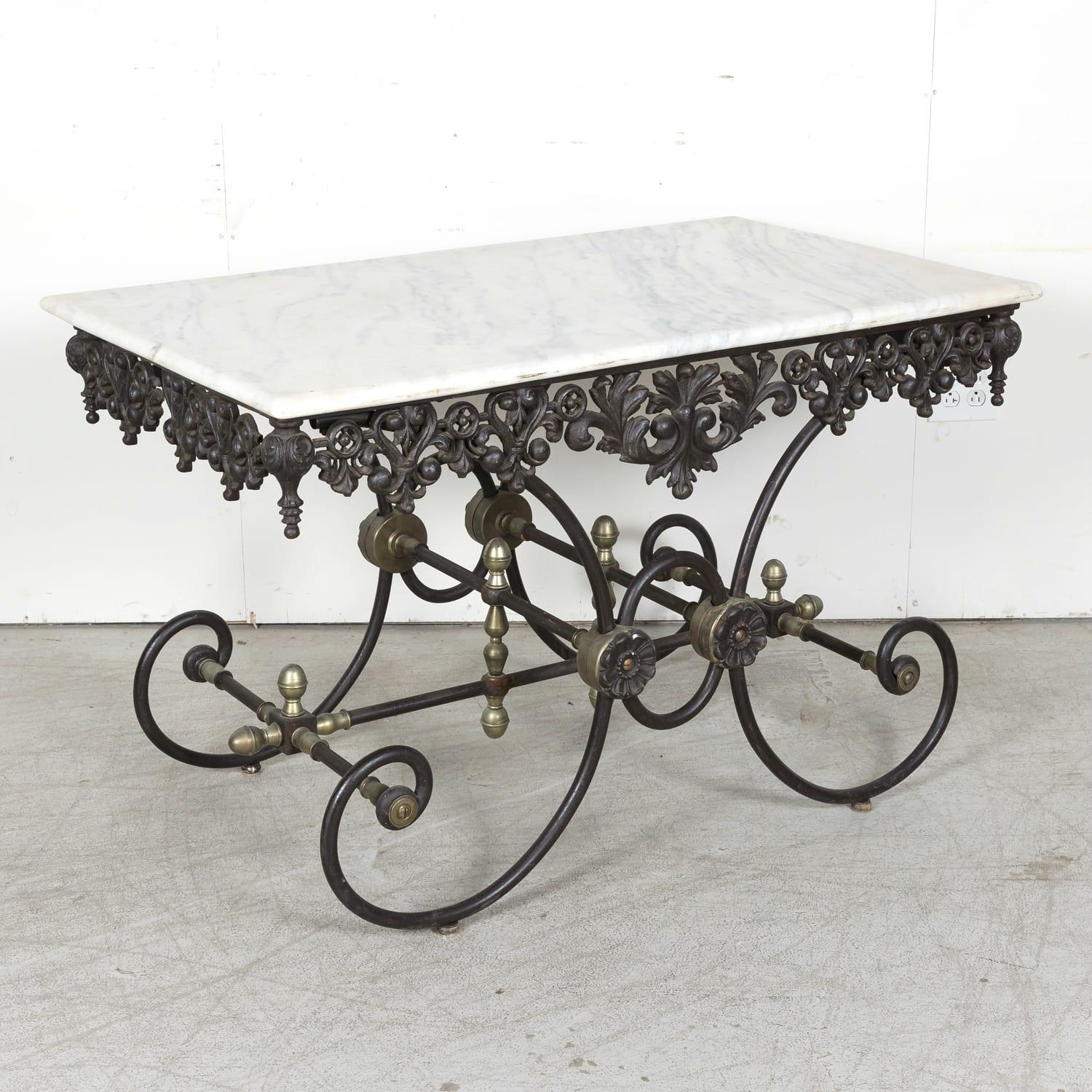 Vintage French Iron and Marble Patisserie or Pastry Table In Good Condition In Birmingham, AL