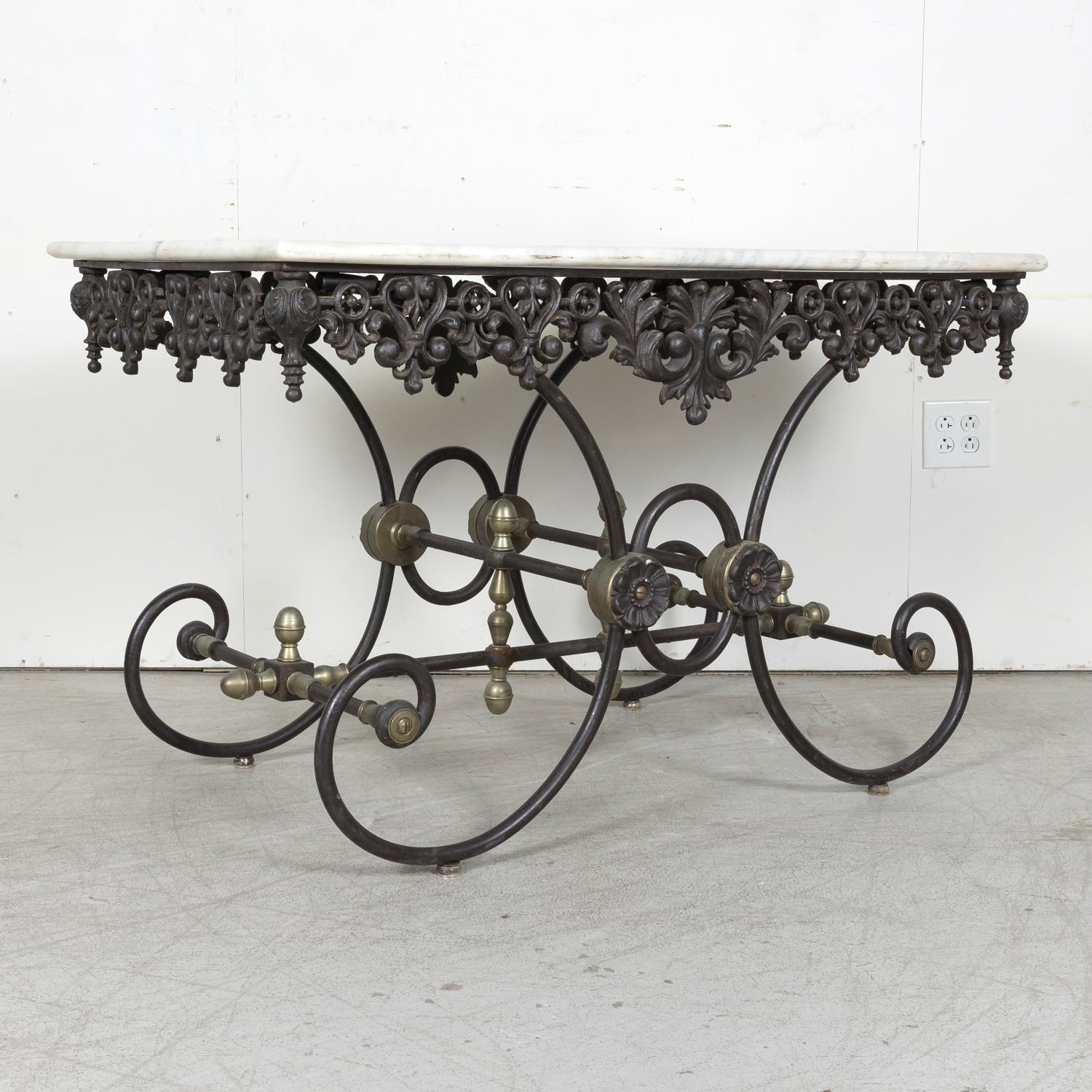 Mid-20th Century Vintage French Iron and Marble Patisserie or Pastry Table