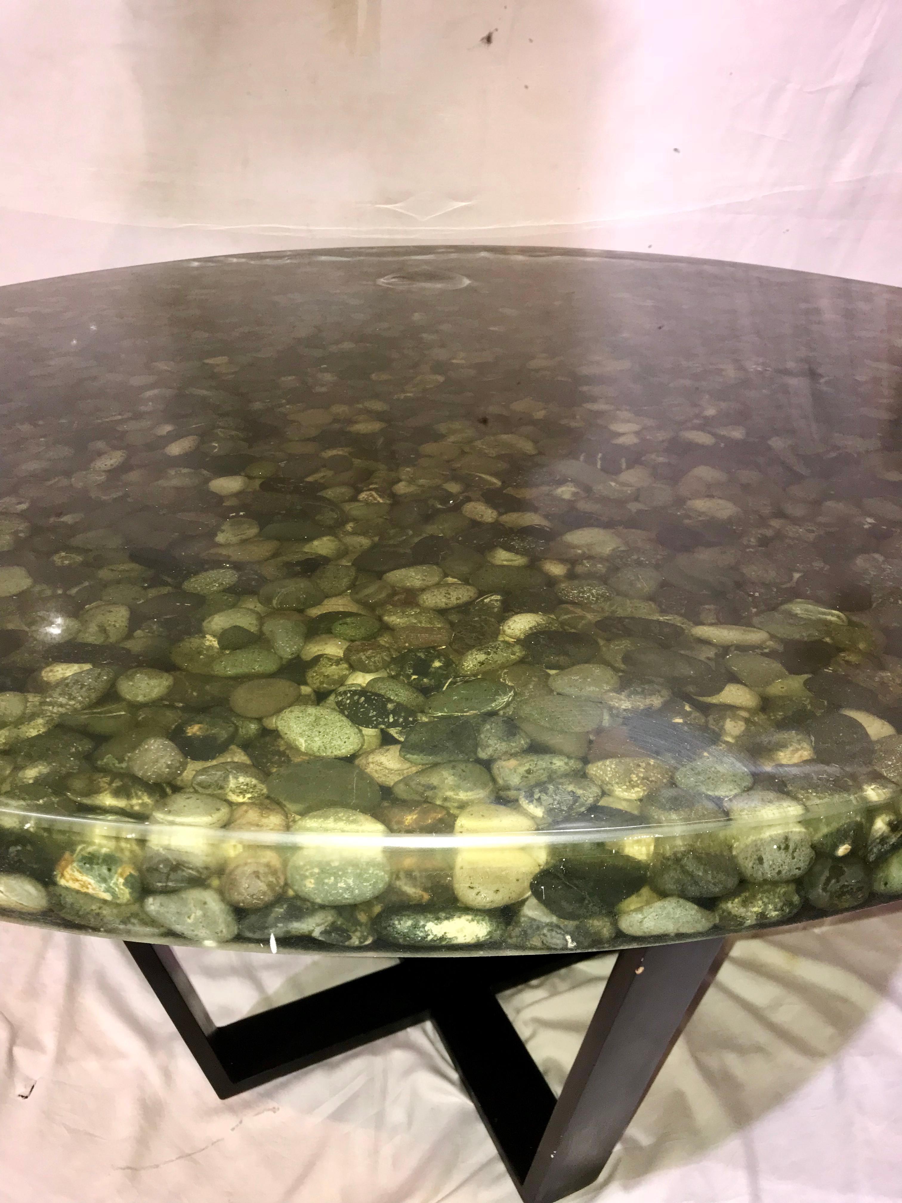 river rock table