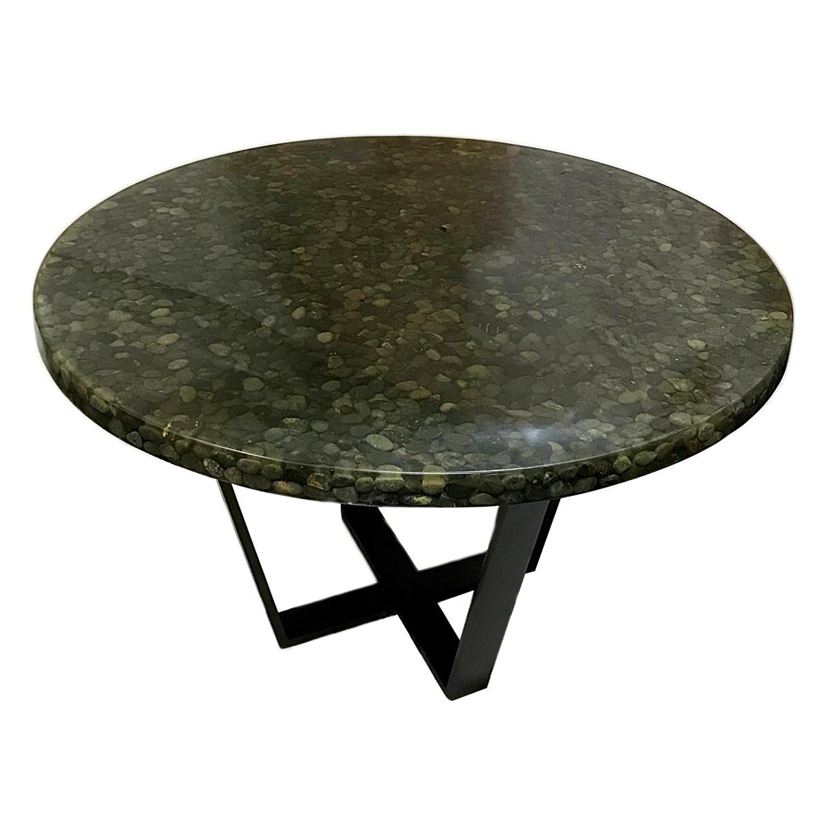 Mid Century River Rock Center Table