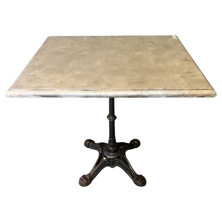 Vintage French Iron Bistro Table w/ Faux Marble Top For Sale at 1stDibs