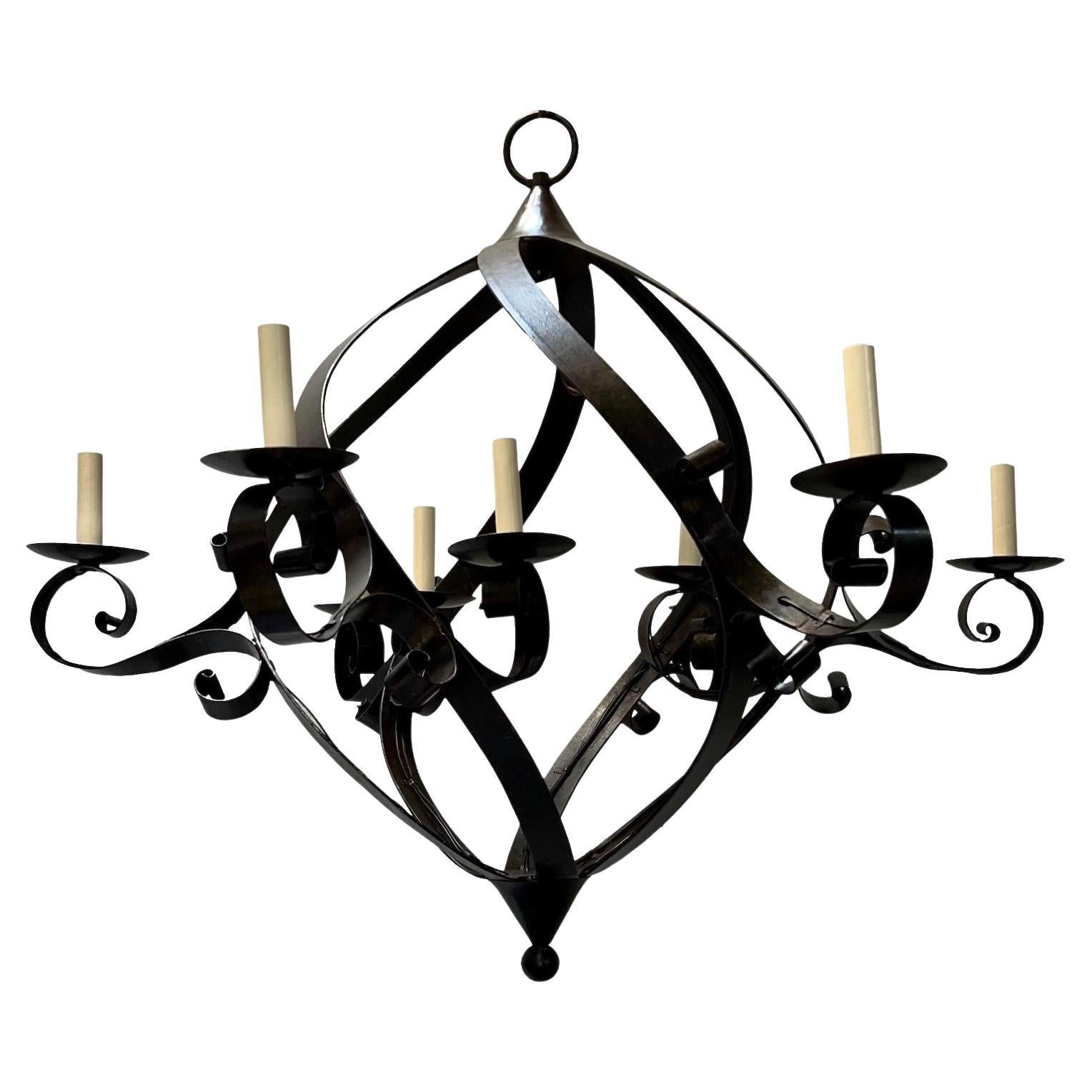 Vintage French Iron Chandelier For Sale