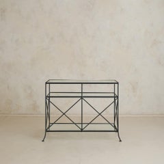 Vintage French Iron + Glass Console