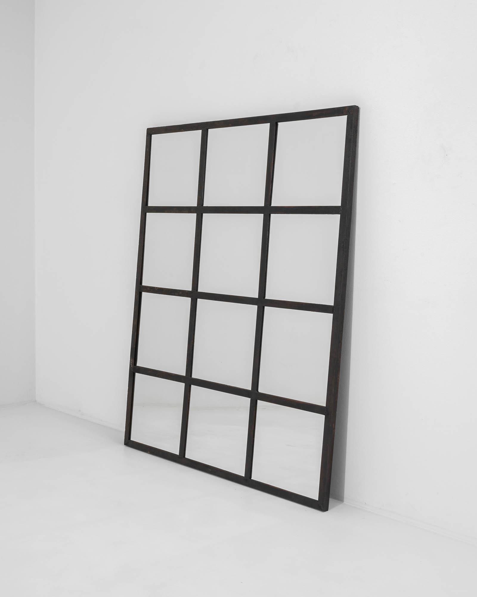 20th Century Vintage French Iron Grid Mirror For Sale